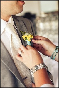 yellow boutonniere