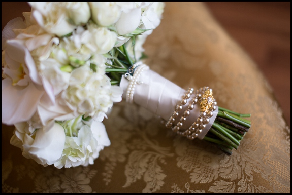 bride bouquet with pearls