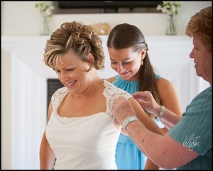 bride getting dressed