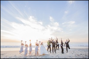 bridal party beach photo shoot