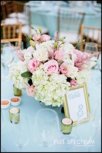 pink rose centerpieces
