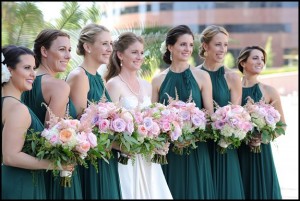 hunter green bridesmaid dresses