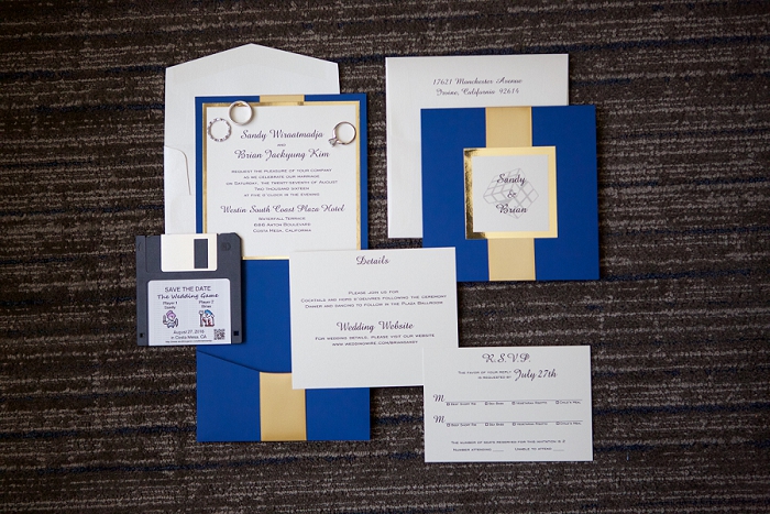 blue gold invitations