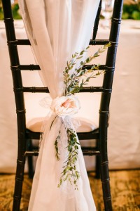 wedding flowers on chairs