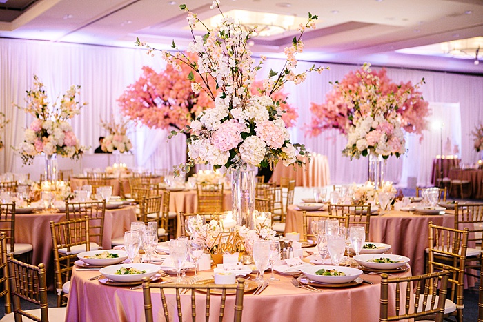 pink wedding reception