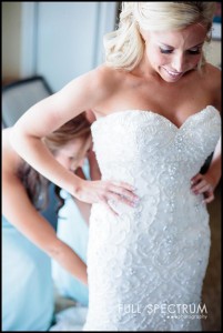 bride getting dressed