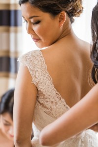 bride getting dressed