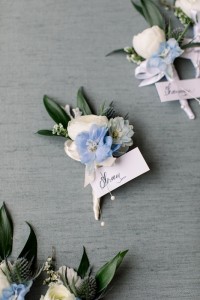 blue boutonniere